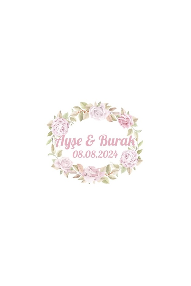 Round Peony Flower Sticker Henna Engagement Wedding 3X3Cm Custom Sticker / 50Pcs Sticker