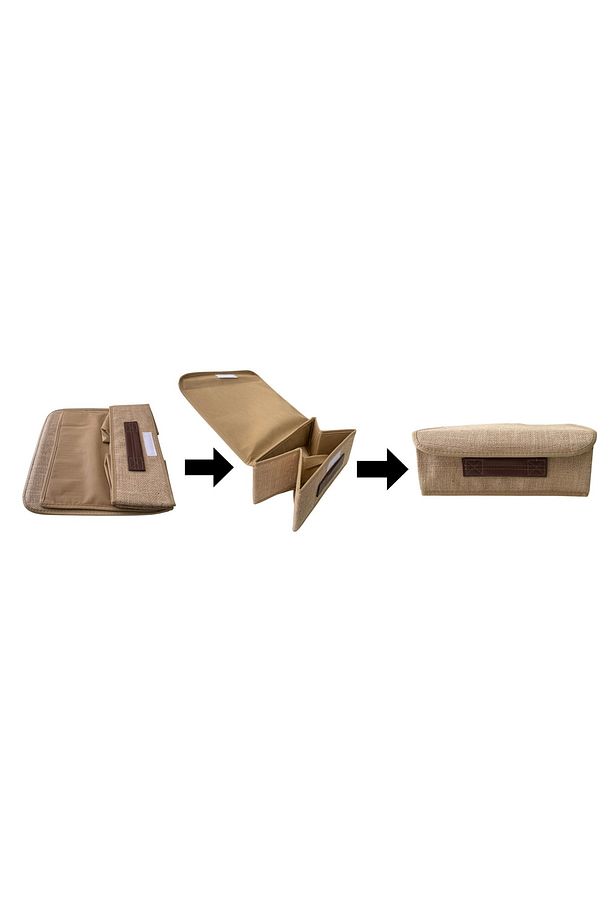 2 ADET Jüt Kapaklı Dolap Çekmece İçi Takı Makyaj Çamaşır Katlanır Saklama Kutusu Organizer 30x23x11 - 5