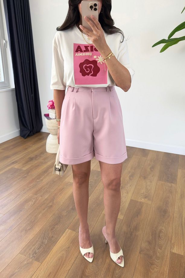 Dania Pembe Double Paça Şort - 4