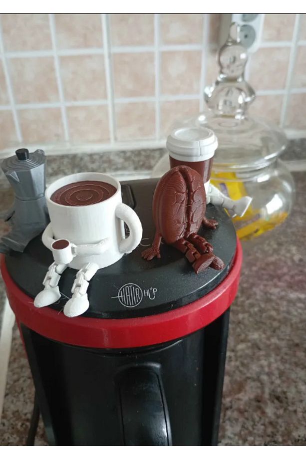 Çok Sevimli Kahve Köşesi 4’lü Biblo Seti - Kahve Çekirdeği - Moka Pot - Kupa - Bardak Dekoratif - 5