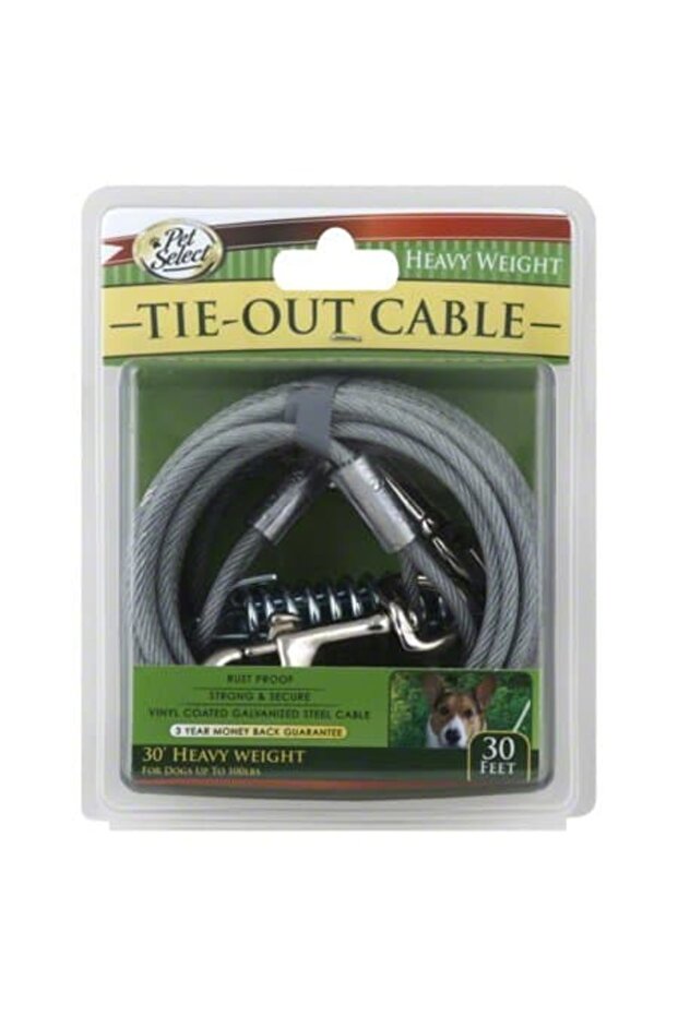 Pet Select Vinyl Coated Steel Cable Dog Tie Out - Heavy Weight 30 ft.