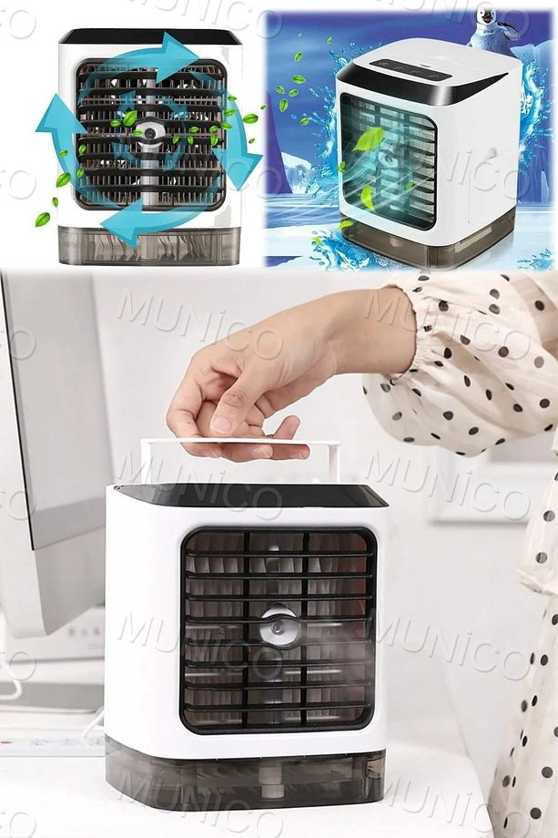 Buz Kutusu ile Buz Fanlı Hava Soğutucu Araç için Taşınabilir Klima 900ML Su Deposu İç Klima Odası - 4