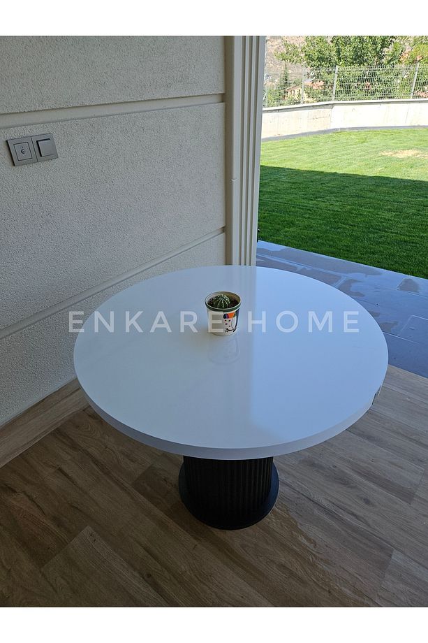 Mantar Ayaklı Yuvarlak Mdf Masa, Sur Masa, 90 cm | Mutfak, Salon, Kafeterya - 5