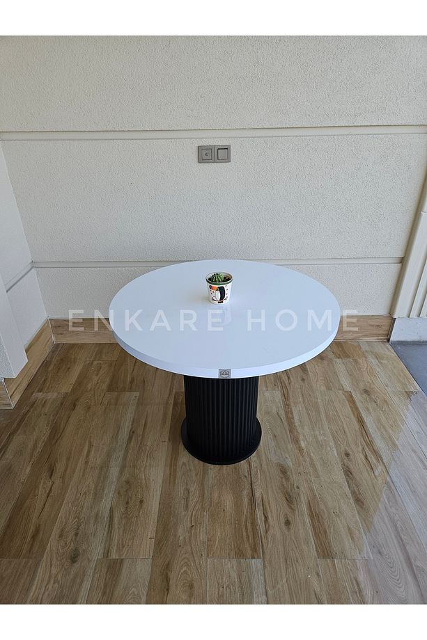 Mantar Ayaklı Yuvarlak Mdf Masa, Sur Masa, 90 cm | Mutfak, Salon, Kafeterya - 2
