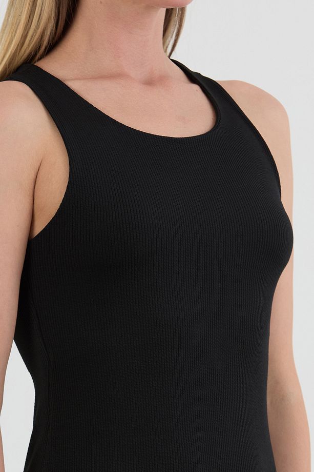 Basic Fitilli Yırtmaçlı Elbise - 5