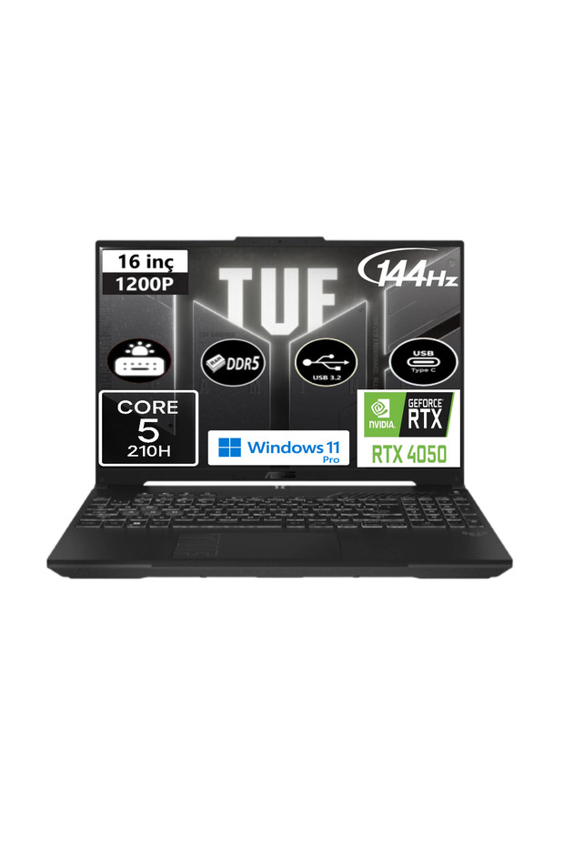 TUF F16 FX607VU-RL146-EP4 Core 5 210H 8 GB RAM 1 TB SSD RTX4050 16" WUXGA Win11 Pro + EP Çanta - 2