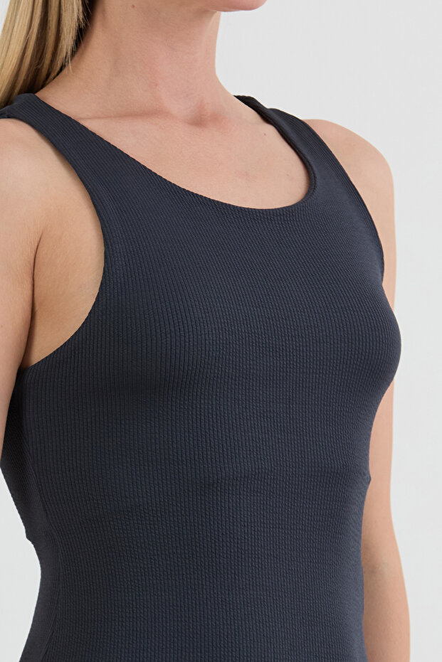 Basic Fitilli Yırtmaçlı Elbise - 6