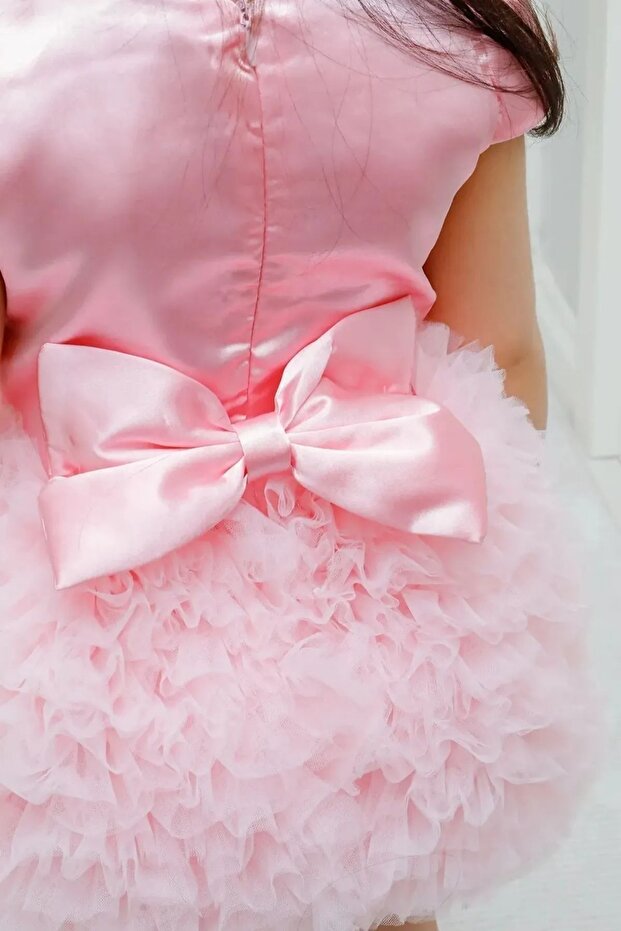 Kız Bebek Çocuk Konsept Doğum Günü Elbisesi Parti Düğün Yazlık Elbise Tüllü Tütü Astarlı - 3