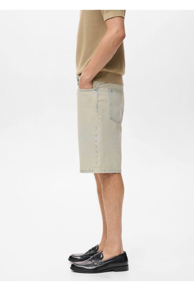 Rahat kesim denim bermuda şort - 5
