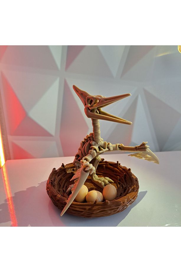 Pteranodon Fosil Figürü – Yuvalı ve Yumurtalı Diorama Modeli - 2