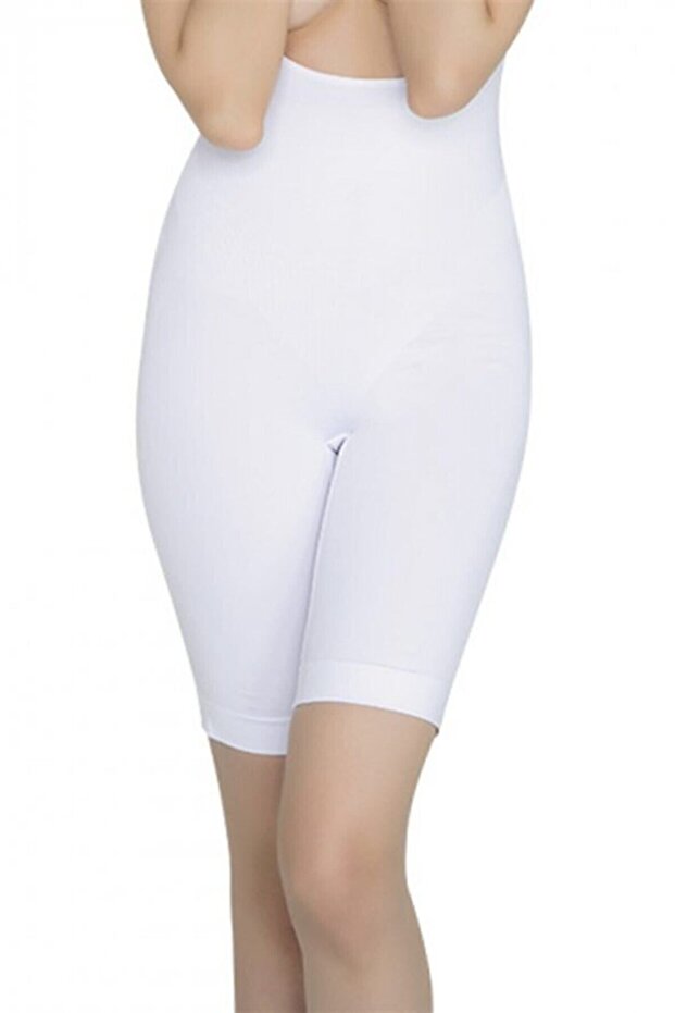 Women's White Lace-Up Cotton Half Tights 4018