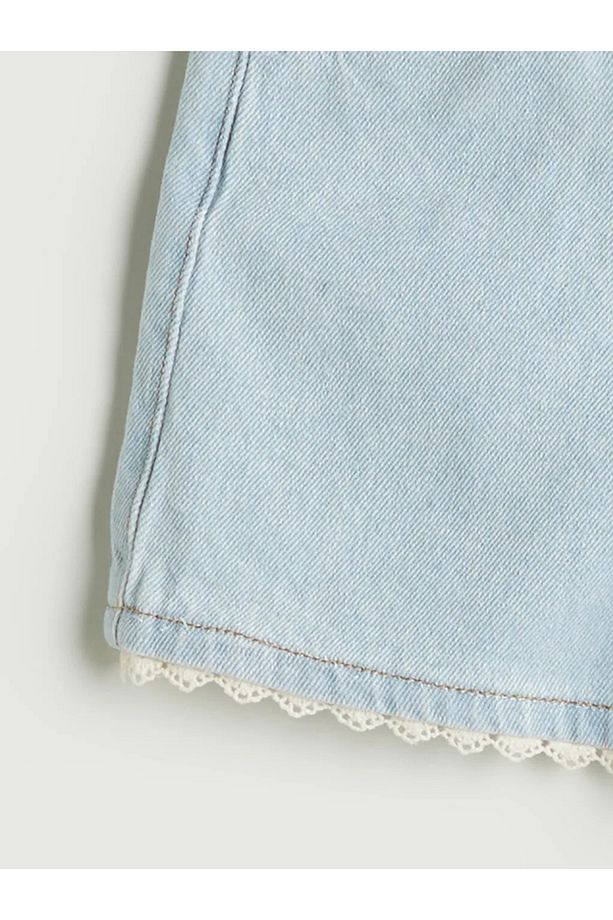 LCW Kids Mavi Basic Kız Çocuk Denim Görünümlü Şort - 2
