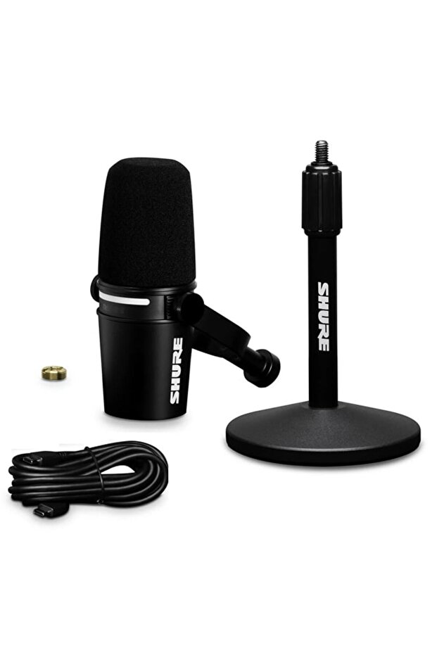 مجموعة ميكروفون بودكاست MV7+ بصوت بجودة الاستوديو ومنفذ USB/XLR - أسود
