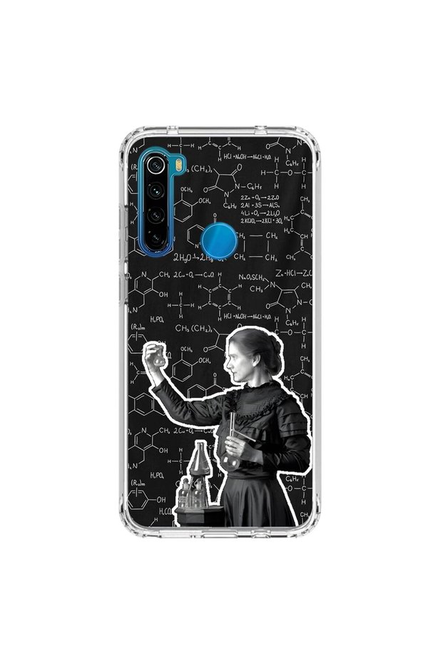 Xiaomi Redmi Note 8 Compatible Transparent Case with Marie Curie Design