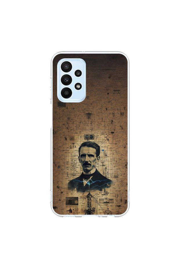 Samsung Galaxy A23 Compatible Transparent Case with Tesla Design
