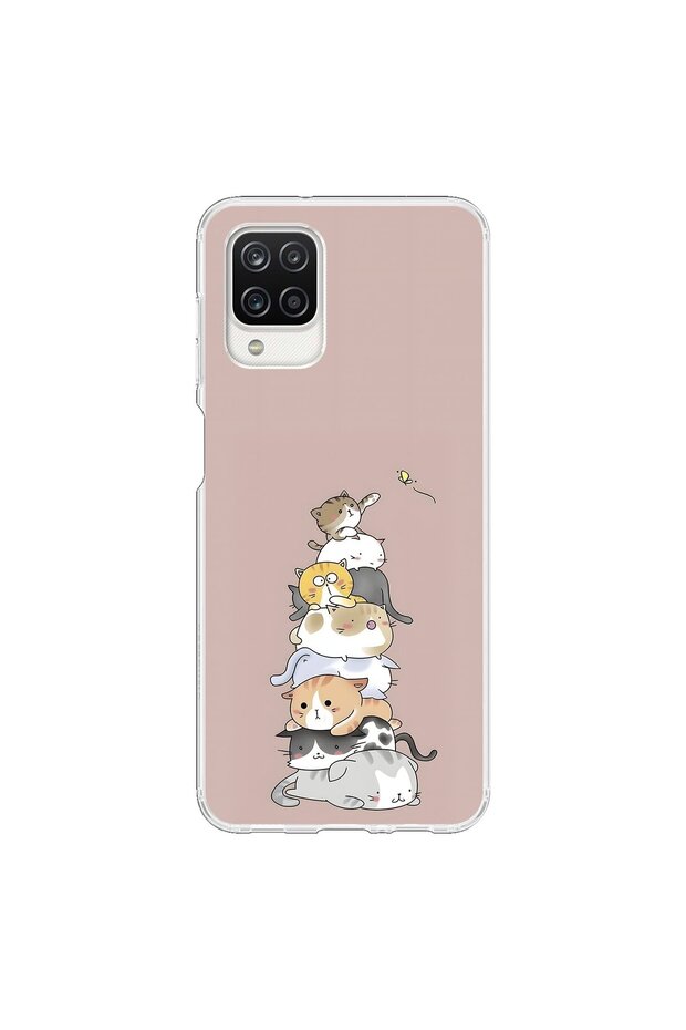 Samsung Galaxy A12 Compatible Transparent Case with Kedişler 1 Design