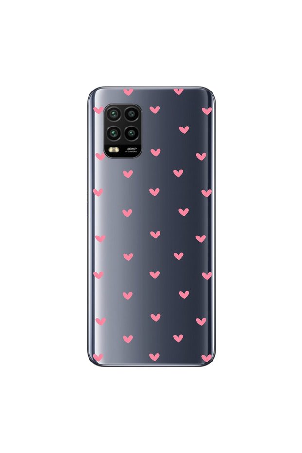 Xiaomi Mi 10 Lite Compatible Transparent Case Transparent Heart 1 Design