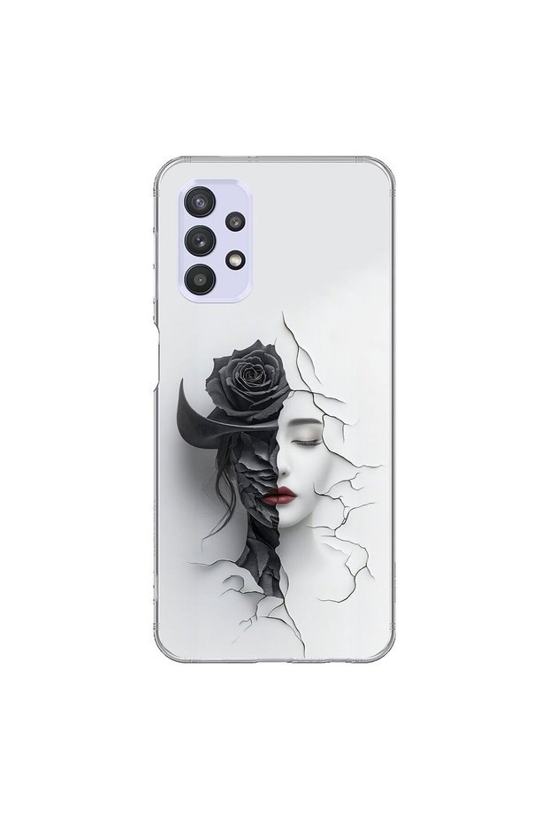 Samsung Galaxy A32 Compatible Transparent Case with Aesthetic Face 4 Design