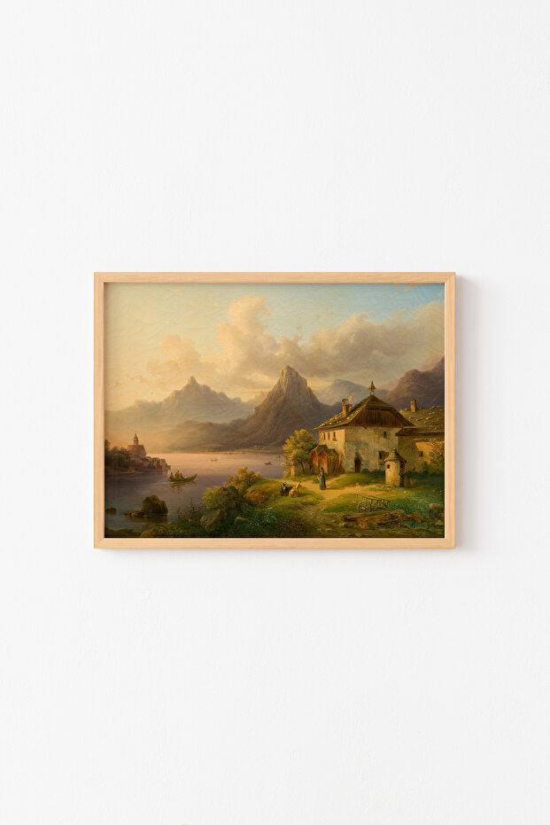 Landscape with Bergsee - Wooden Pattern Frame
