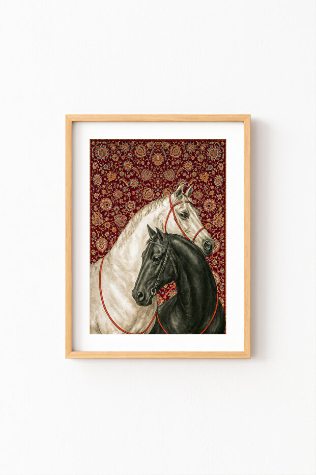 Horses of the Steppe - Wooden Patterned Frame