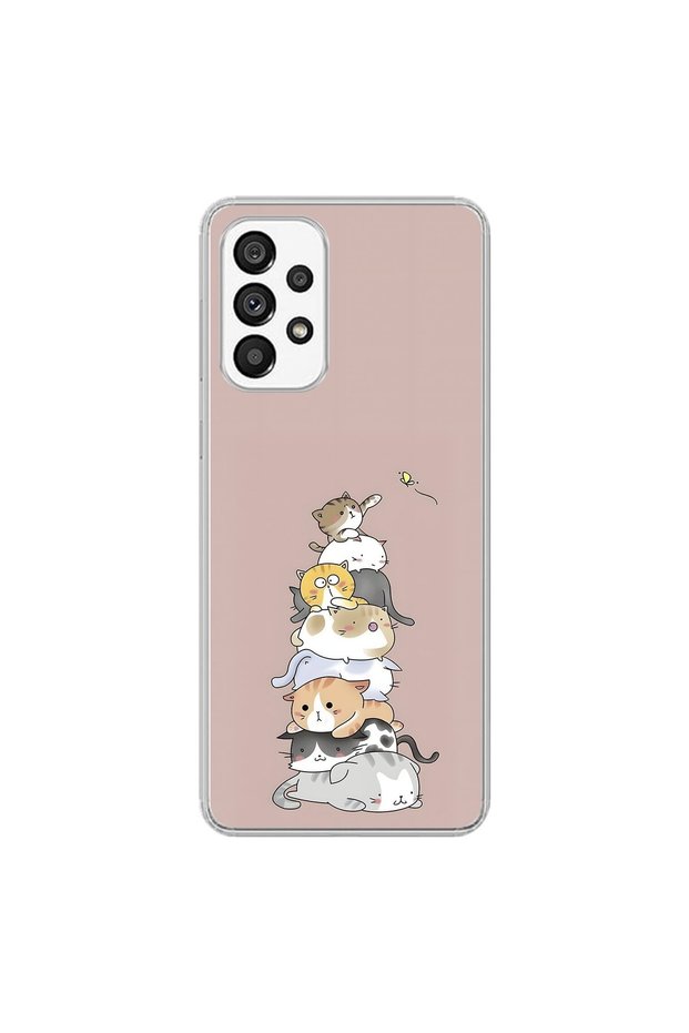 Samsung Galaxy A73 Compatible Transparent Case with Kedişler 1 Design