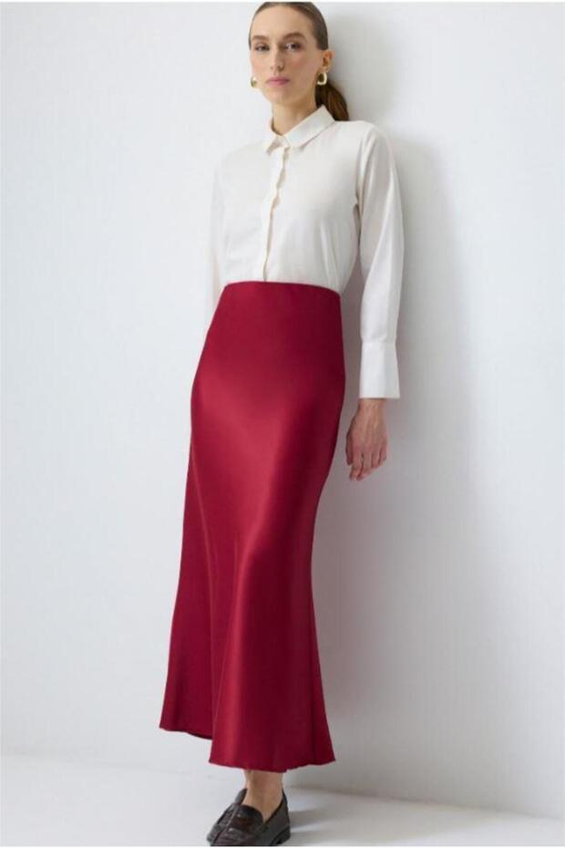 Basic Saten Etek Bordo - 2