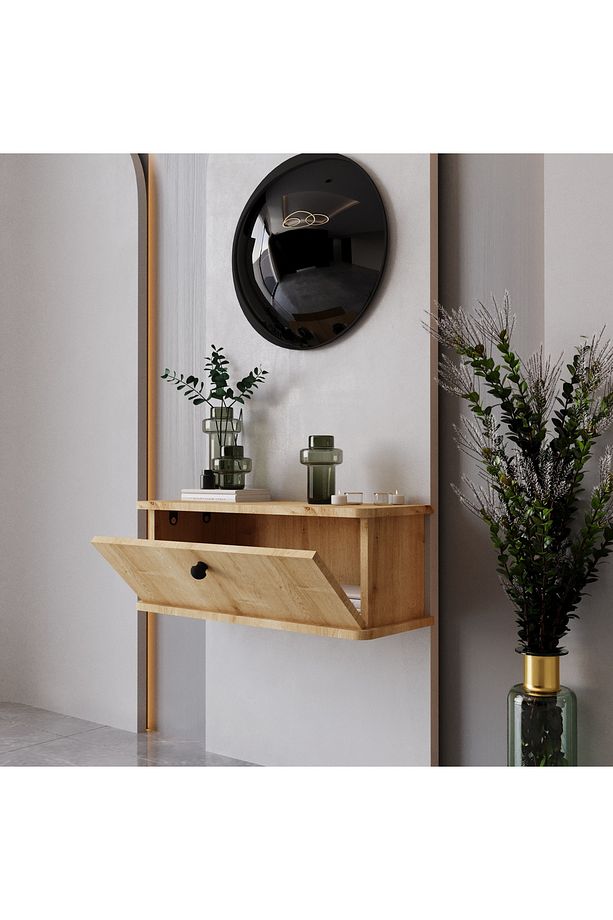LUNARİS DRESUAR SAFİR MEŞE OVAL KENAR %100 MDF KAPAKLI DUVARA MONTE - 4