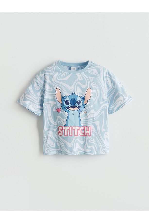Bisiklet Yaka Stitch Baskılı Kız Çocuk Şortlu Pijama Takımı - 2