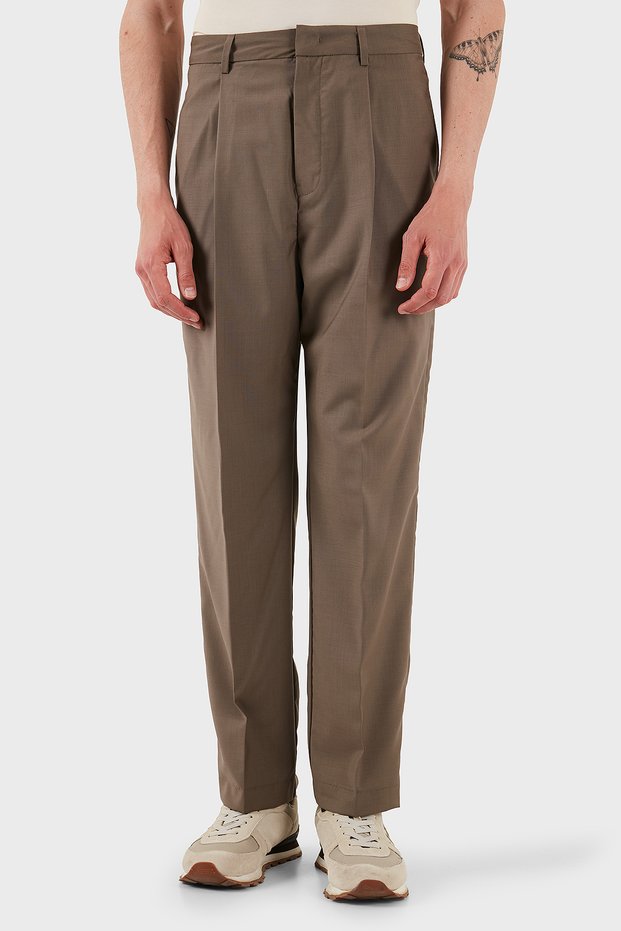 Lightweight Wool Regular Fit Normal Waist Straight Leg Pants Men Pants Em001211 Af13821 U6