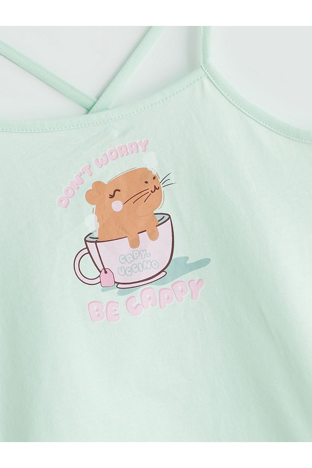 Bisiklet Yaka Kız Çocuk Şortlu Pijama Takımı - 3