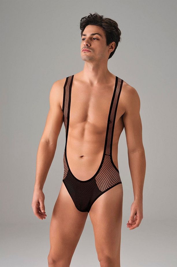 Siyah Erkek File Kumaş Askılı Jockstrap Body 3053 - 1