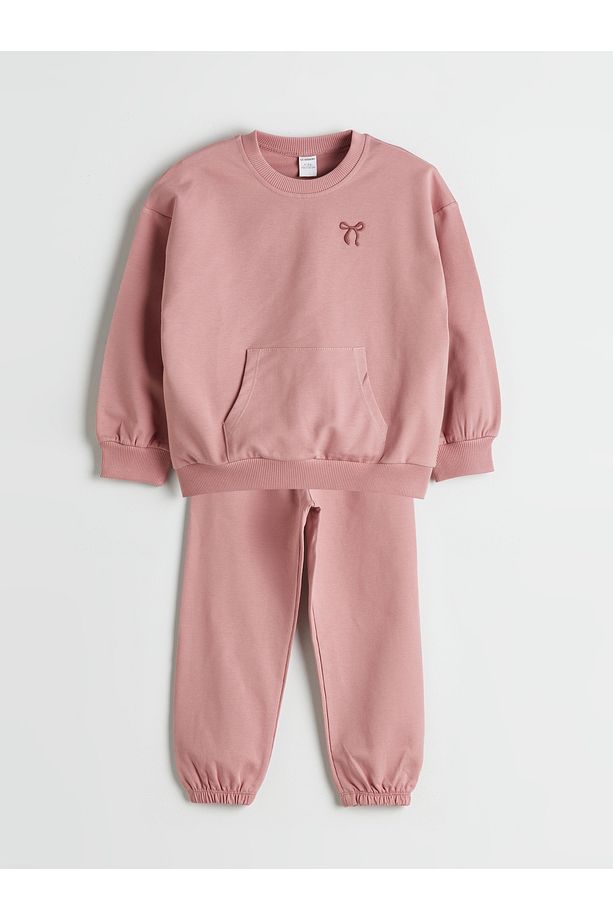 Basic Kız Çocuk Sweatshirt ve Eşofman Alt 2'li - 1
