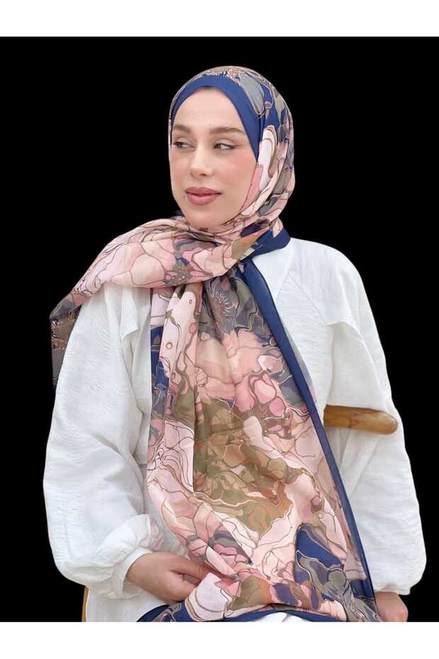 شال منقوش باللون النيلي لينا 25062507340