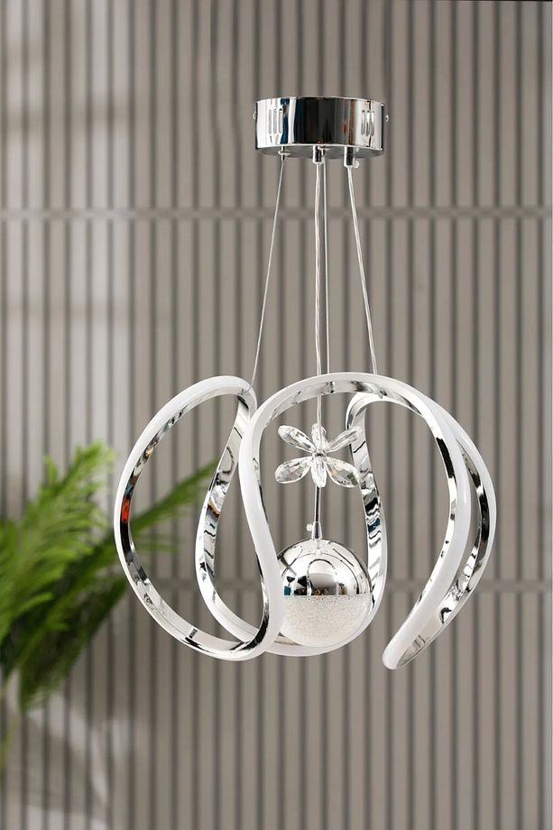 MONO TEK TOPLU KROM LED SARKIT AVİZE 3 RENK IŞIK GEÇİŞİ EC-1004 - 2