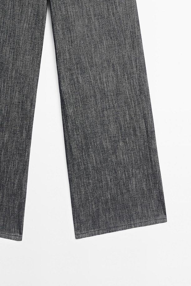 Orta bel geniş paça pantolon - 7
