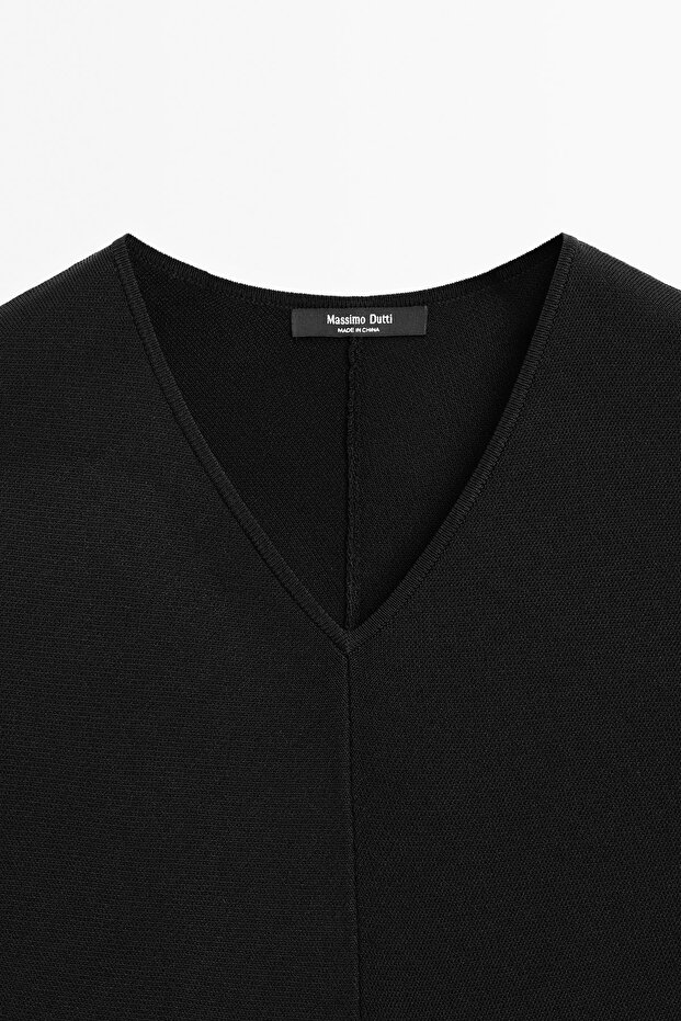 V yaka triko bluz - 6