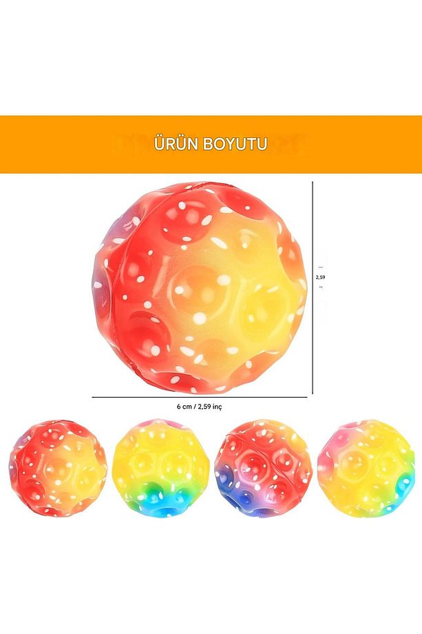 Astro Glow Zıplayan Ay Topu – LED Işıklı Uzay Topu, 7 cm – Çocuklar İçin Yüksek Zıplama Oyuncağı - 5