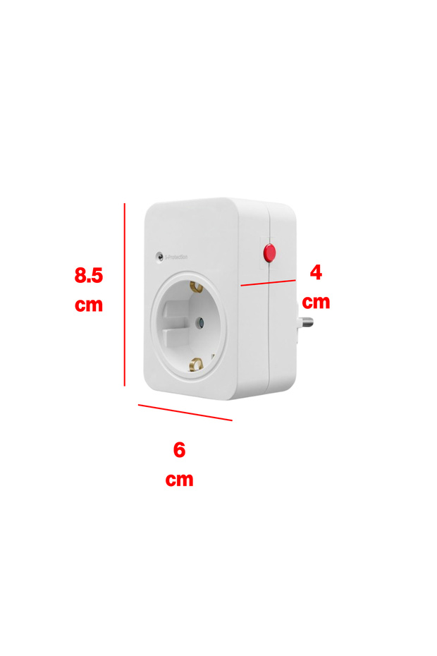 Current & Surge Protected Single Socket Child Proof Plug with On/Off Button 720 Joule Ip20 3600 W Protection - 3