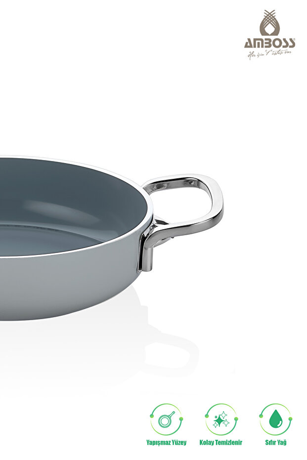 طقم مقلاة سيراميك من قطعتين من سيرا نوفا – رمادي - 4