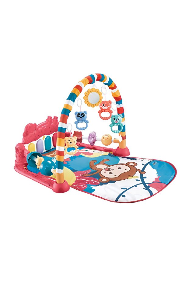 -Monkey Hat Pedal Piano Activity Play Mat- Red