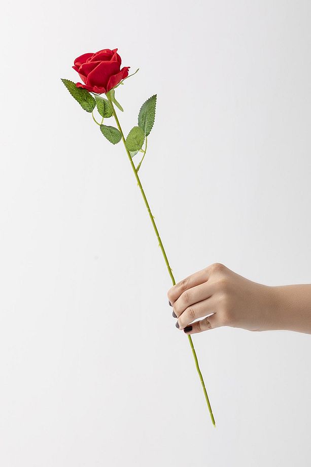 Yapay Kadife Gül Tek Dal Kırmızı 50 Cm - 2