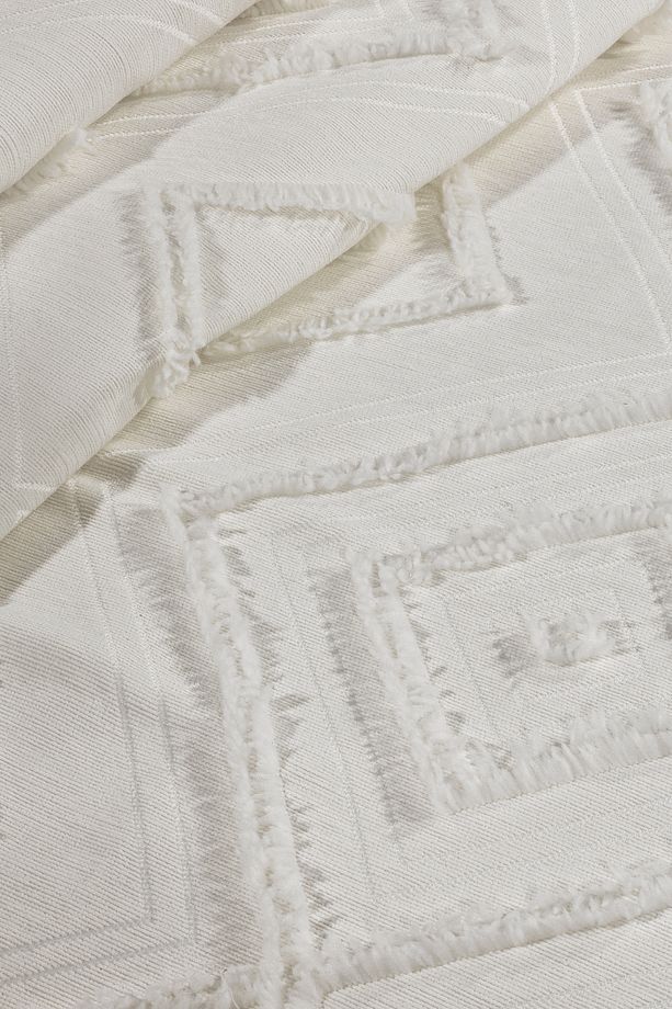 Tek Kişilik Yatak Örtüsü 180x250 Ve 1 Adet Yastık Ekru - 6