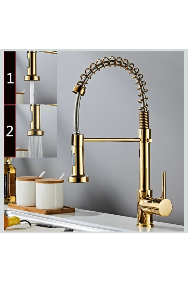 Kitchen Faucet Mixer Gold Spiral Tr. High Quality
