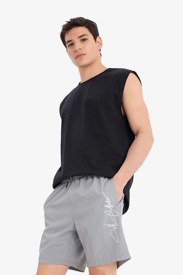 Regular Fit File Astarlı Kısa Boy Deniz Şortu B7255AX25HS - 4