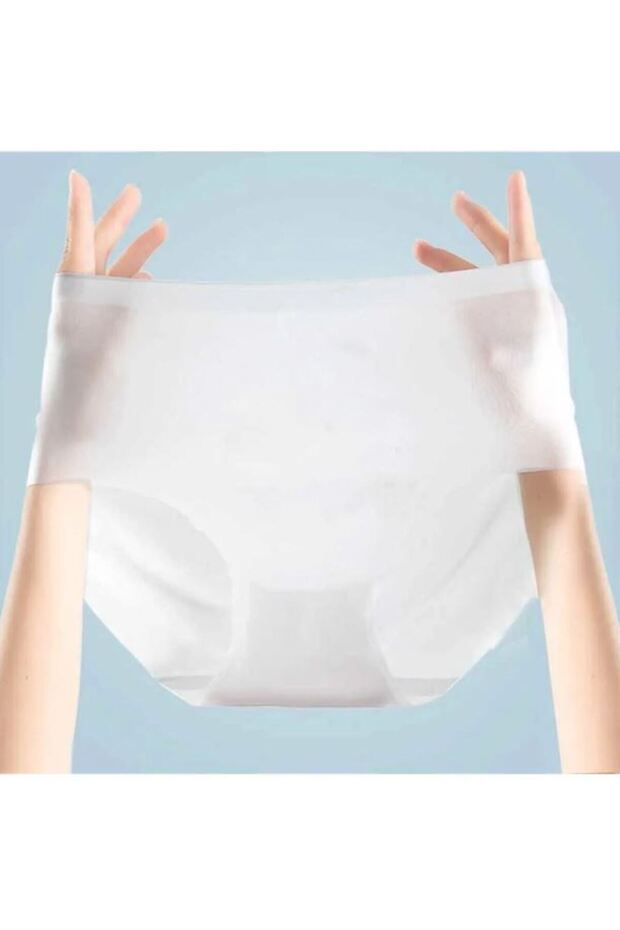 No Trace Seamless Ghost Ultra Thin Laser Cutting Micro Transparent High Waist Panties White
