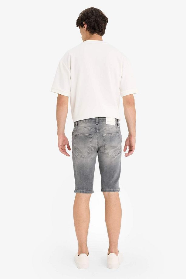 Slim Fit Dar Kesim Jean Bermuda Şort F4692AX25SM - 6