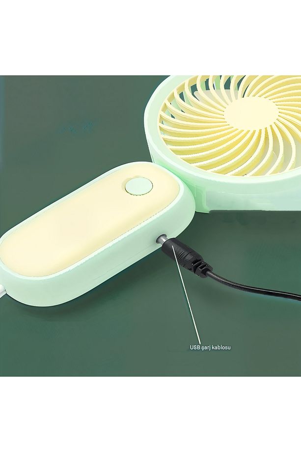 Mini ElFanı Masa Fanı Soğutucu 1Modlu Taşınabilir Şarj Edilebilir PratikMini Vantilatör Sarı HQ66-19 - 2