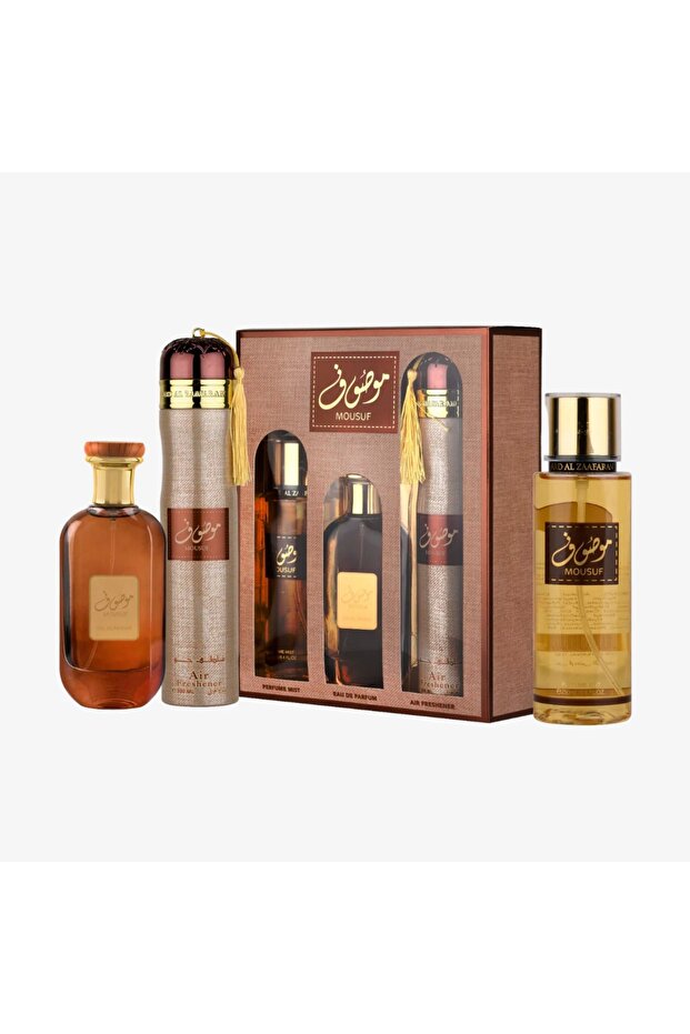 Mousuf Gift Set Edp 100 ml, Perfume Mist 250 ml & Air freshner 300ml