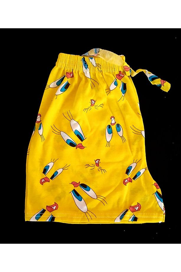 Yazlık Şort Sarı kumaş üzerine tweety kuş desenli - 5