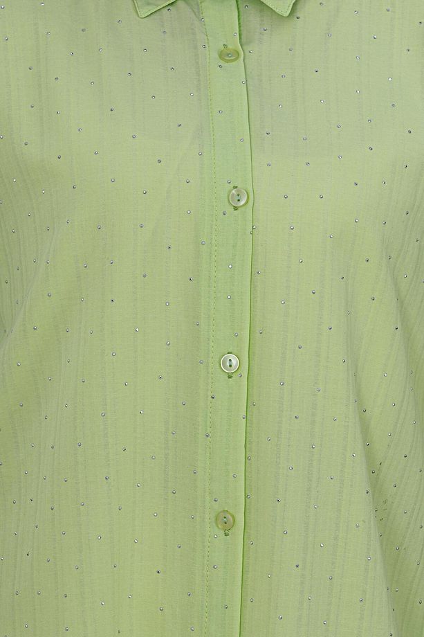 Göğüsü Taş Detaylı Oversize Tunik-Sarı - 4